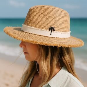 🌴 Sun N Sand Frayed Edge Palm Tree Hat 🌴
Perfect for sunny beach days  UPF 50+ 🌞